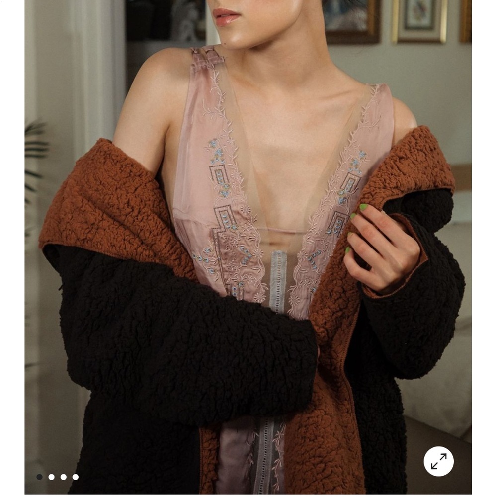 Maroon and white fluff jacket (reversible)